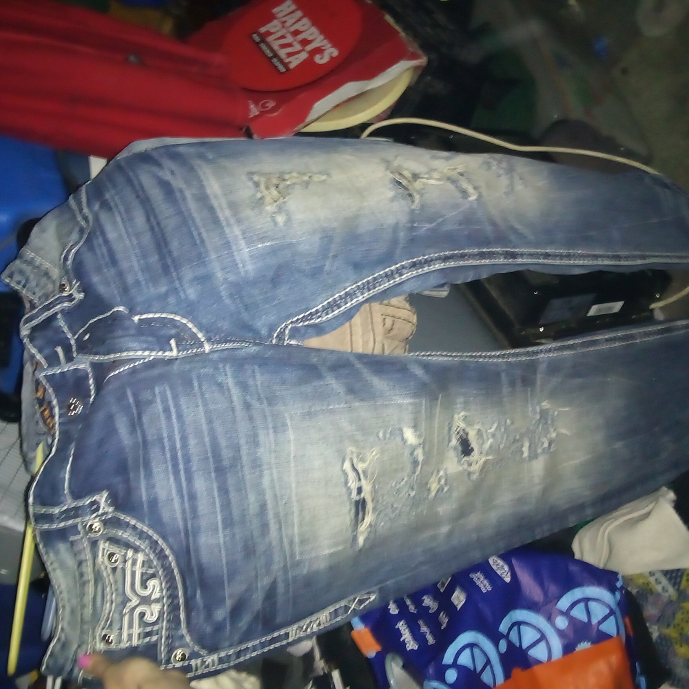 Men's Blue Distressed Jeans